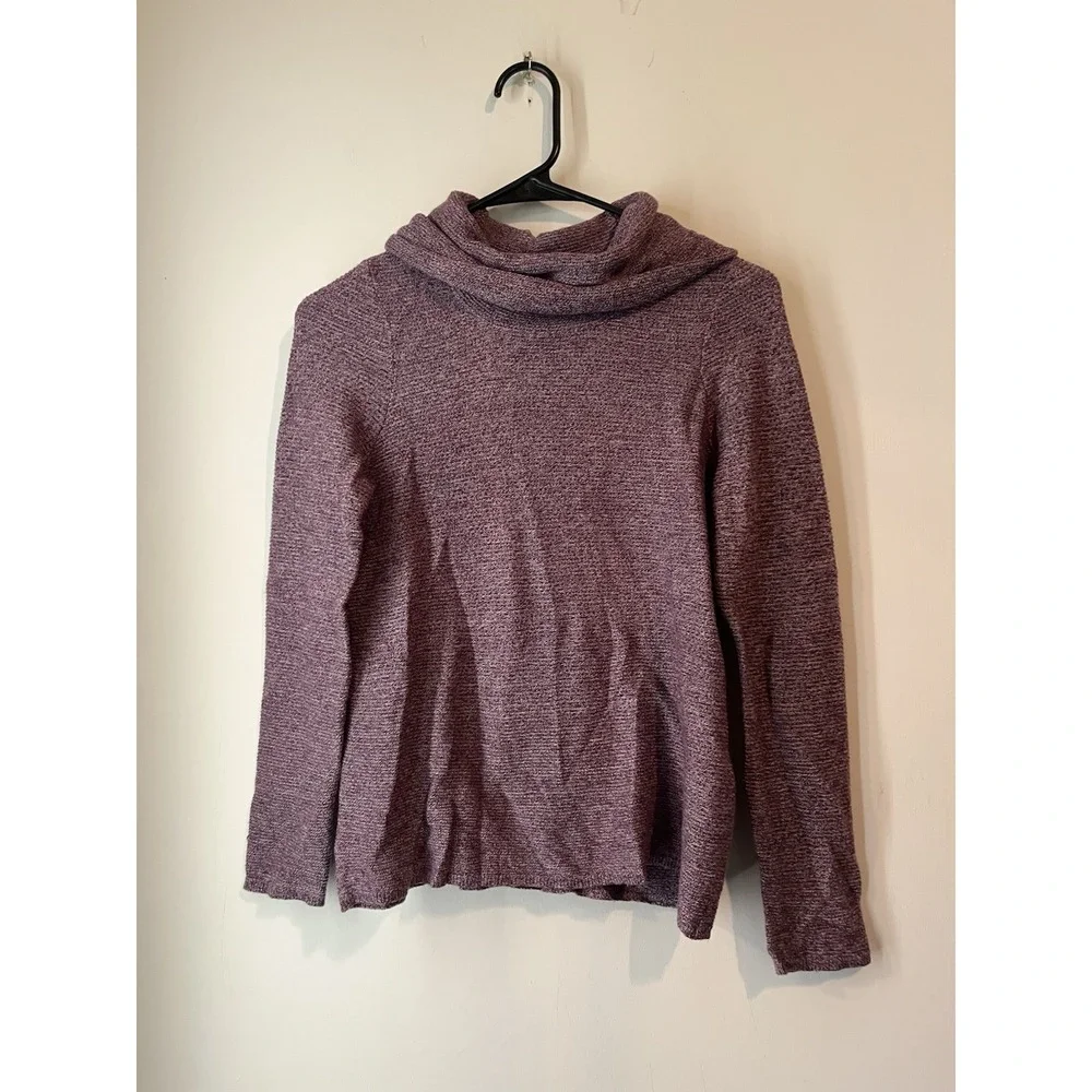 Chicos Cowl Neck Sweater Cashmere Blend Purple Size 0 US Small Stretch